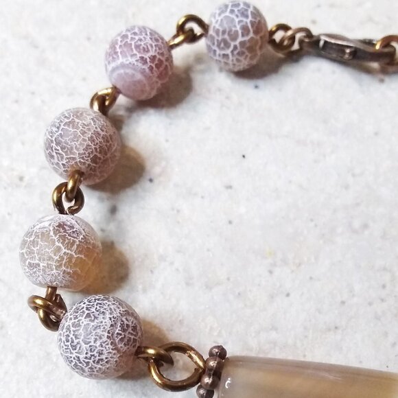 Hamsa Hand Blessing Bracelet! Lovely Shades of Brown! Mixed Agate Beads + Copper - Picture 6 of 10
